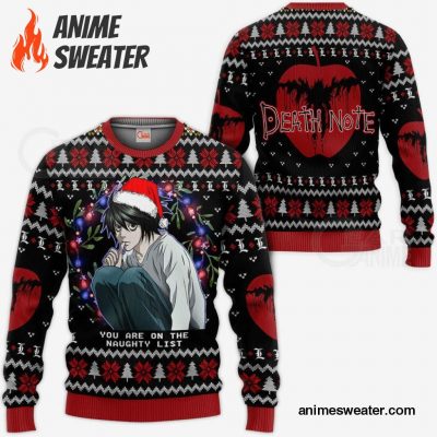 L Lawliet Ugly Christmas Sweater Death Note Anime Xmas Gift VA11