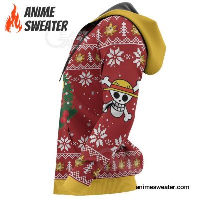 Luffy Ugly Christmas Sweater Funny Face One Piece Anime Xmas Gift VA10