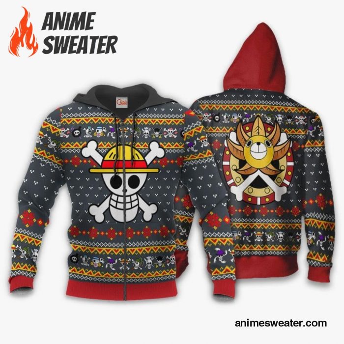 One Piece Ugly Christmas Sweater Straw Hat Priate Xmas Gift VA10