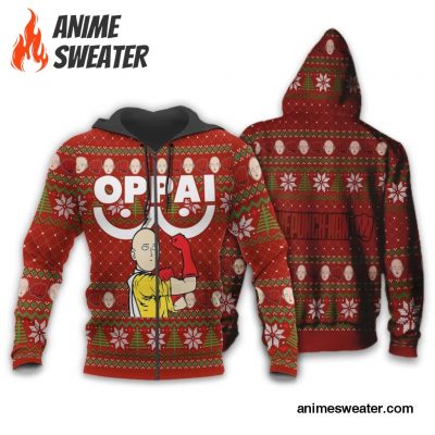 Saitama Oppai Ugly Christmas Sweater One Punch Man Anime Xmas Gift