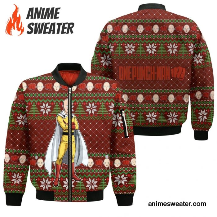 Saitama Ugly Christmas Sweater One Punch Man Anime Xmas Gift Custom Clothes