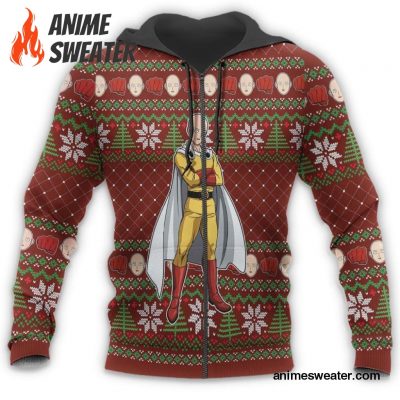 Saitama Ugly Christmas Sweater One Punch Man Anime Xmas Gift Custom Clothes
