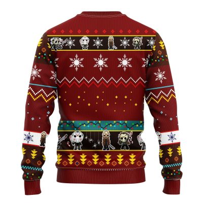 backFridaythe13thChristmasmkup - Anime Ugly Sweater