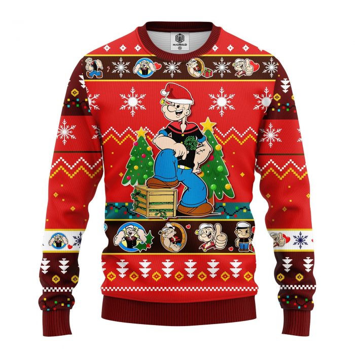 fontPopeyesChristmasmkup - Anime Ugly Sweater