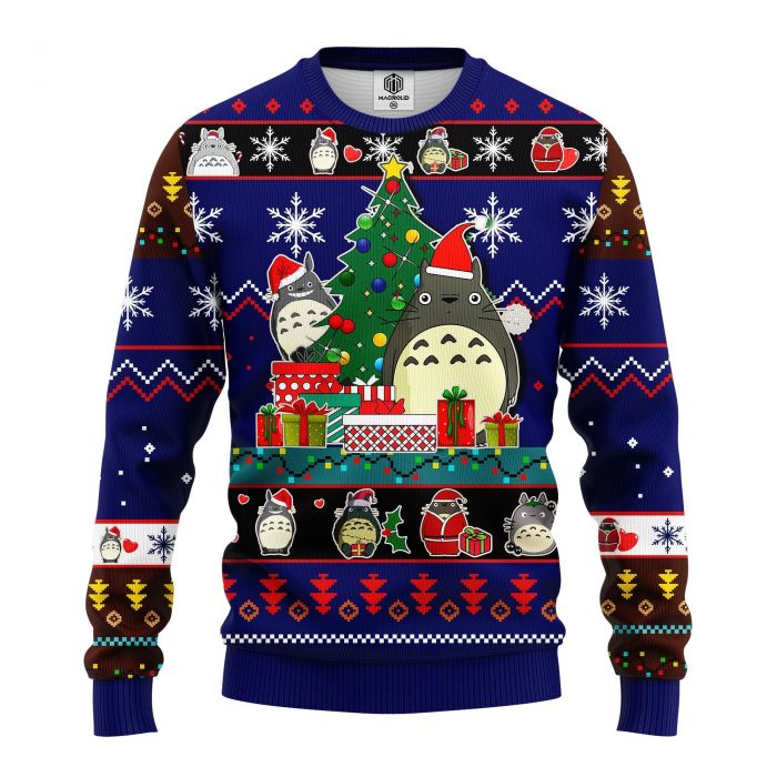 fontTotoroBlueChristmasmkup - Anime Ugly Sweater