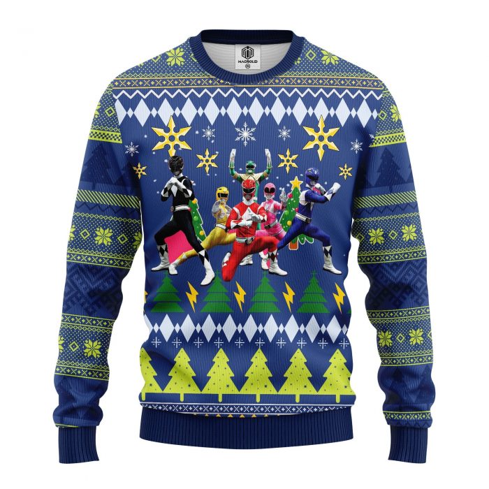 frontPowerRangersmkup - Anime Ugly Sweater