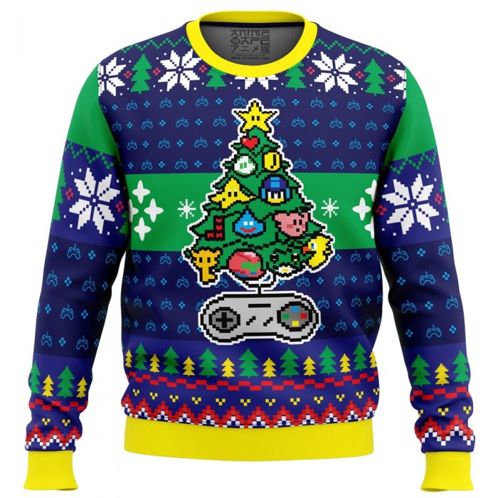 A Classic Gamer Christmas PC Ugly Christmas Sweater front mockup - Anime Ugly Sweater