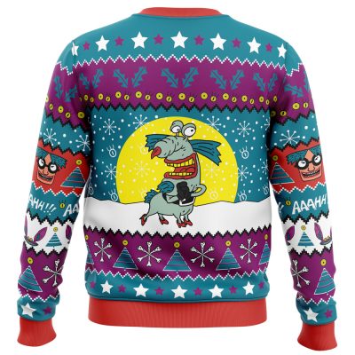 Aaahh Real Monsters N Ugly Christmas Sweater BACK mockup - Anime Ugly Sweater