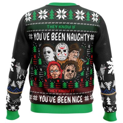 An Ugly Slasher Horror Movie PC Ugly Christmas Sweater back mockup - Anime Ugly Sweater