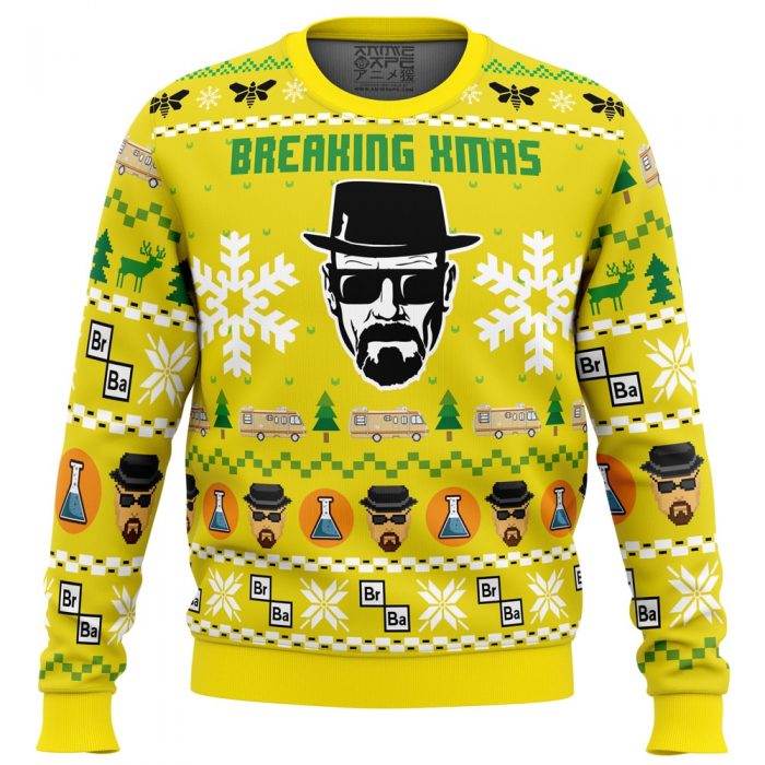 Breaking Xmas Breaking Bad PC Ugly Christmas Sweater front mockup - Anime Ugly Sweater