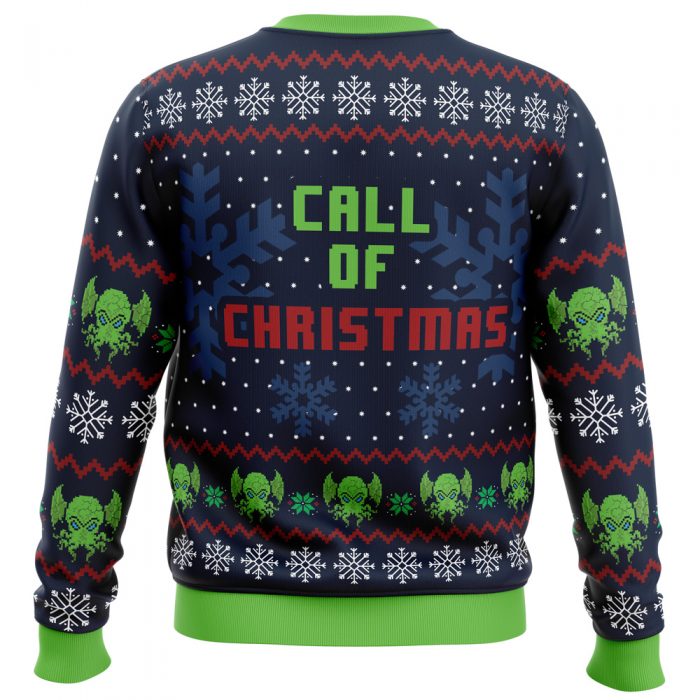 Call Of Christmas Cthulhu PC men sweatshirt BACK mockup - Anime Ugly Sweater