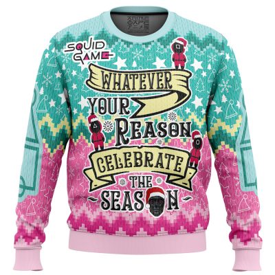 Celebrate the Season Squid Game men sweatshirt FRONT mockup - Anime Ugly Sweater