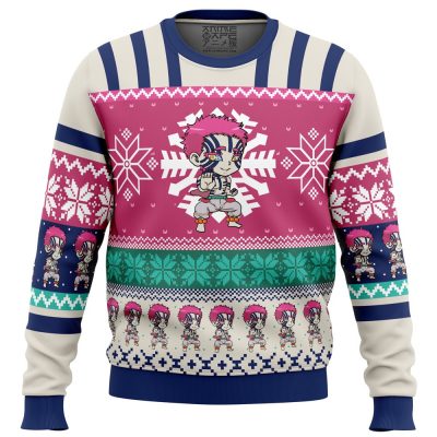 Chibi Christmas Akaza DS PC Ugly Christmas Sweater front mockup - Anime Ugly Sweater
