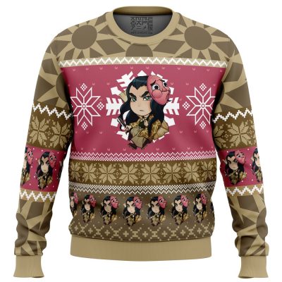 Chibi Christmas Haganezuka Hotaru DS PC Ugly Christmas Sweater front mockup - Anime Ugly Sweater