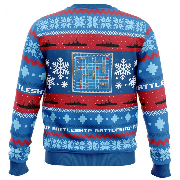 Christmas Battleship BG PC Ugly Christmas Sweater back mockup - Anime Ugly Sweater