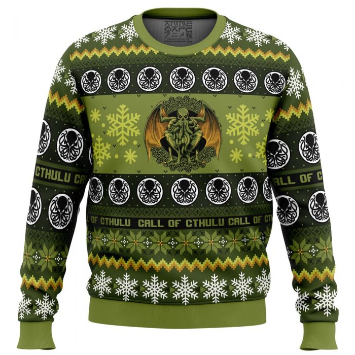 Christmas Call of Cthulu BG PC Ugly Christmas Sweater front mockup - Anime Ugly Sweater