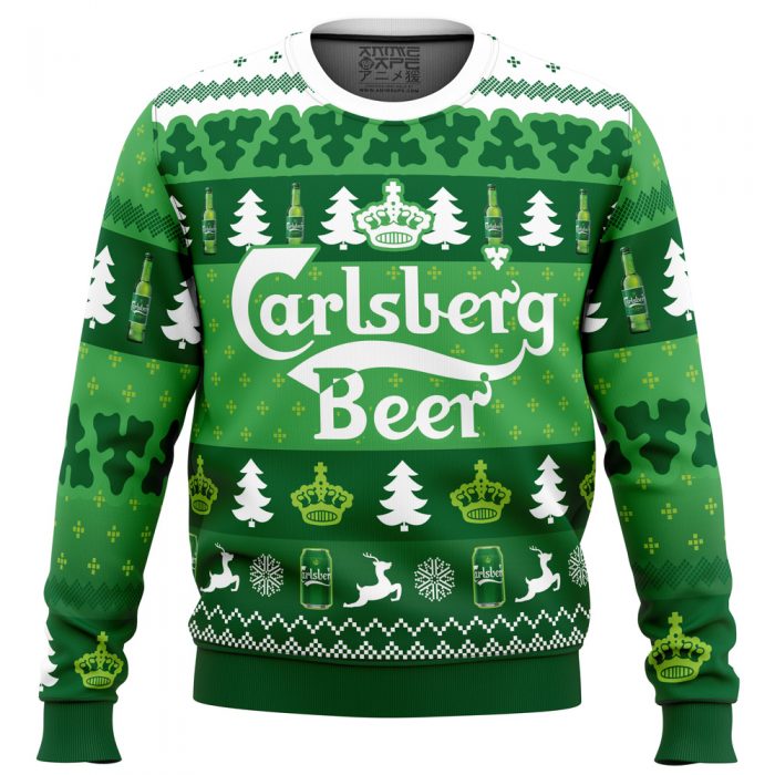 Christmas Drink Carlsberg Beer men sweatshirt FRONT mockup - Anime Ugly Sweater