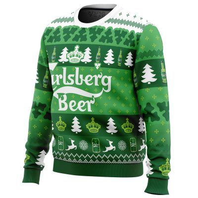 Christmas Drink Carlsberg Beer men sweatshirt SIDE FRONT mockup - Anime Ugly Sweater