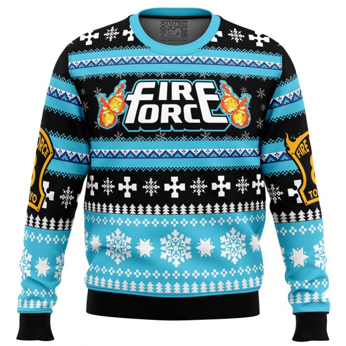 Christmas Flame Fire Force men sweatshirt FRONT mockup - Anime Ugly Sweater