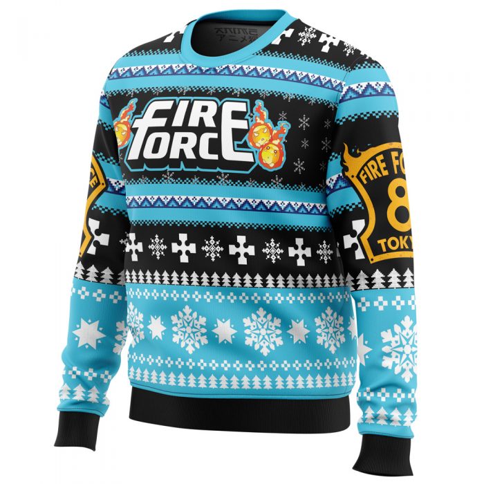 Christmas Flame Fire Force men sweatshirt SIDE FRONT mockup - Anime Ugly Sweater