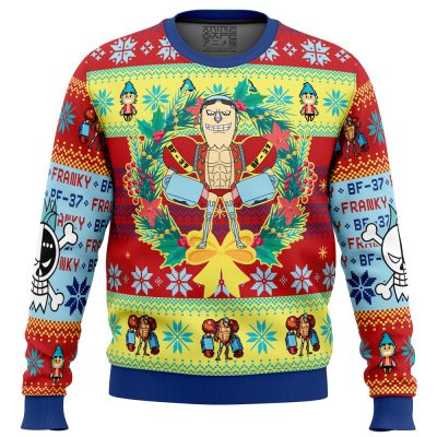 Christmas Franky One Piece men sweatshirt FRONT mockup - Anime Ugly Sweater