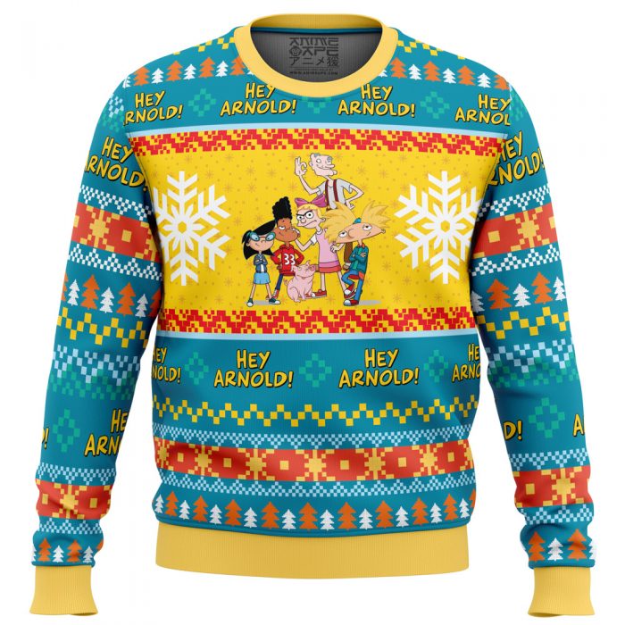 Christmas Hey Arnold Nickelodeon PC Ugly Christmas Sweater front mockup - Anime Ugly Sweater