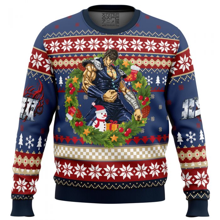 Christmas Kenshiro Fist of The North Star men sweatshirt FRONT mockup - Anime Ugly Sweater