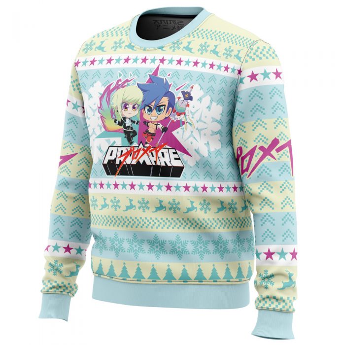 Christmas Lio and Galo Promare men sweatshirt SIDE FRONT mockup - Anime Ugly Sweater