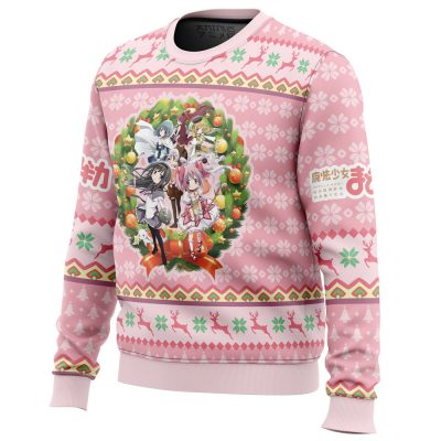 Christmas Magic Puella Magi Madoka Magica men sweatshirt SIDE FRONT mockup - Anime Ugly Sweater