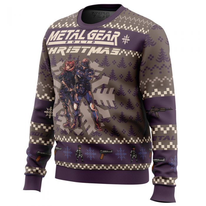 Christmas Metal Gear Solid men sweatshirt SIDE FRONT mockup - Anime Ugly Sweater