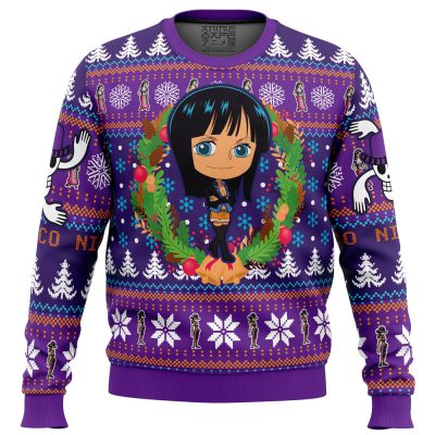 Christmas Nico One Piece men sweatshirt FRONT mockup - Anime Ugly Sweater