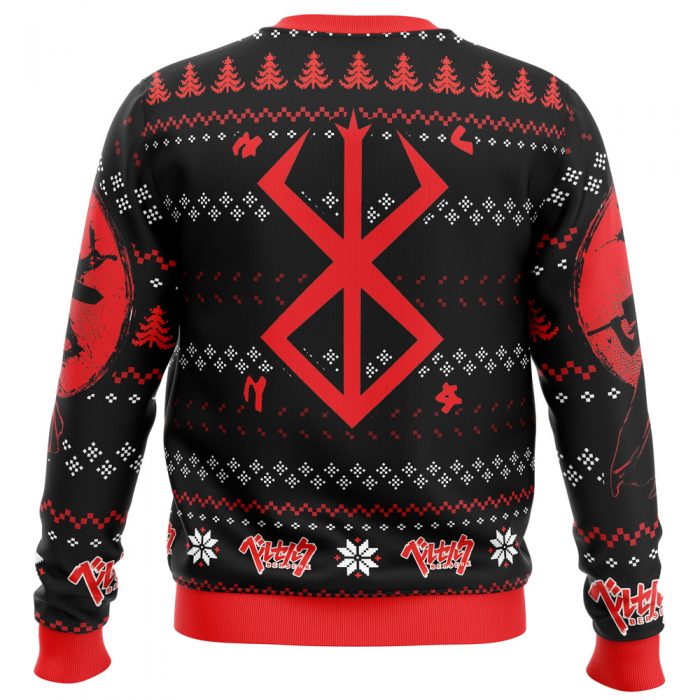 Christmas Red Guts Berzerk men sweatshirt BACK mockup - Anime Ugly Sweater