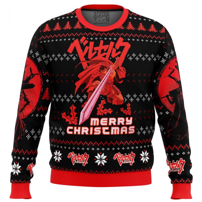 Christmas Red Guts Berzerk men sweatshirt FRONT mockup - Anime Ugly Sweater