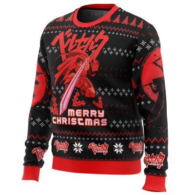 Christmas Red Guts Berzerk men sweatshirt SIDE FRONT mockup - Anime Ugly Sweater