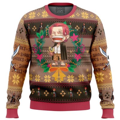 Christmas Shanks One Piece men sweatshirt FRONT mockup - Anime Ugly Sweater