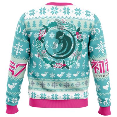 Christmas Symphony Hatsune Miku men sweatshirt BACK mockup - Anime Ugly Sweater