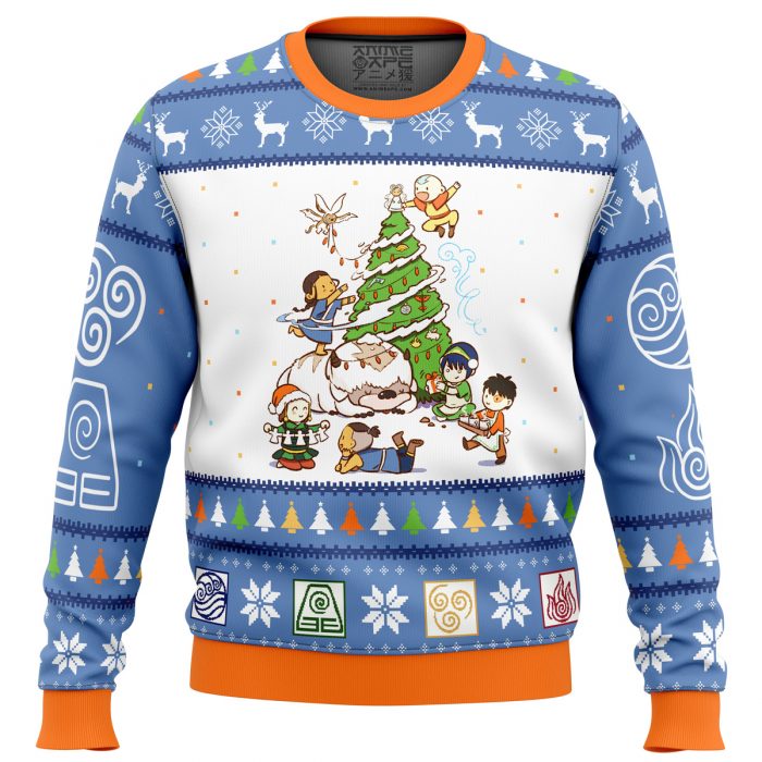 Christmas Time Avatar the Last Airbender men sweatshirt FRONT mockup - Anime Ugly Sweater