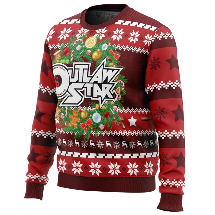 Christmas Time Outlaw Star men sweatshirt SIDE FRONT mockup - Anime Ugly Sweater