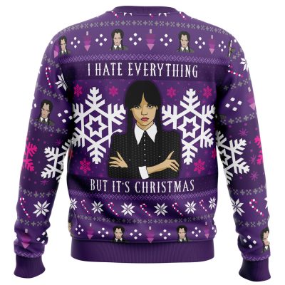 Christmas Wednesday AF PC Ugly Christmas Sweater BACK mockup - Anime Ugly Sweater