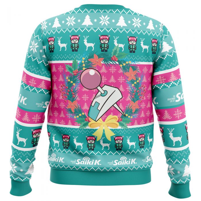 Christmas at School Saiki Kusuo no Psi nan men sweatshirt BACK mockup - Anime Ugly Sweater