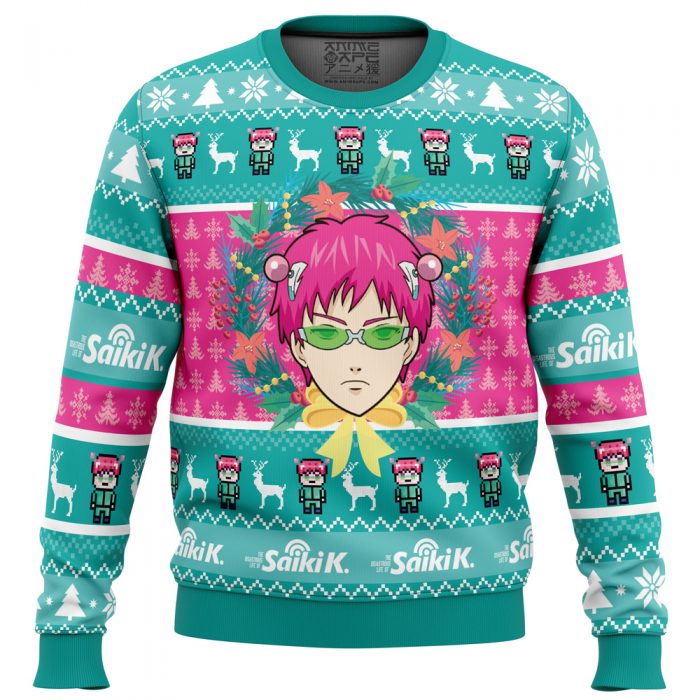 Christmas at School Saiki Kusuo no Psi nan men sweatshirt FRONT mockup - Anime Ugly Sweater