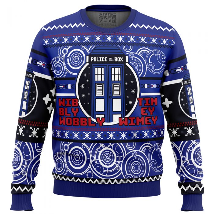 Christmas through Time and Space DW PC men sweatshirt FRONT mockup - Anime Ugly Sweater