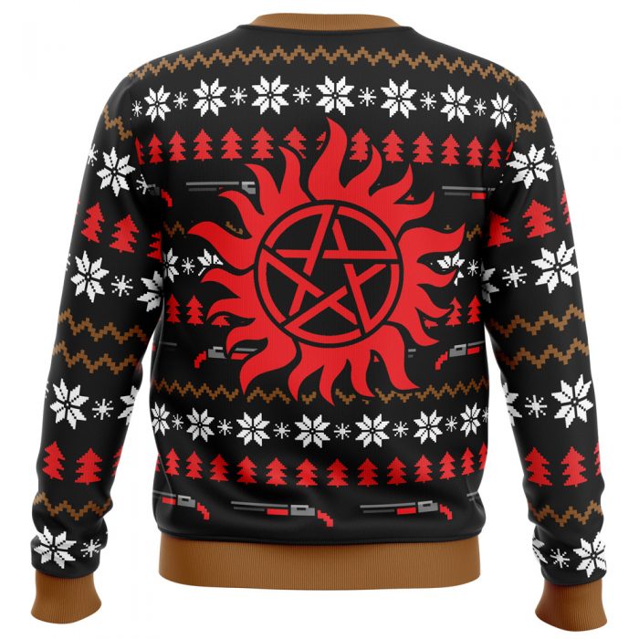 Christmas with The Winchesters PC men sweatshirt BACK mockup - Anime Ugly Sweater