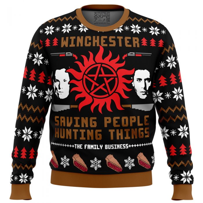 Christmas with The Winchesters PC men sweatshirt FRONT mockup 1 - Anime Ugly Sweater