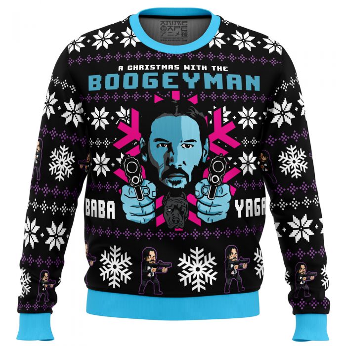 Christmas with the Boogeyman PC men sweatshirt FRONT mockup - Anime Ugly Sweater