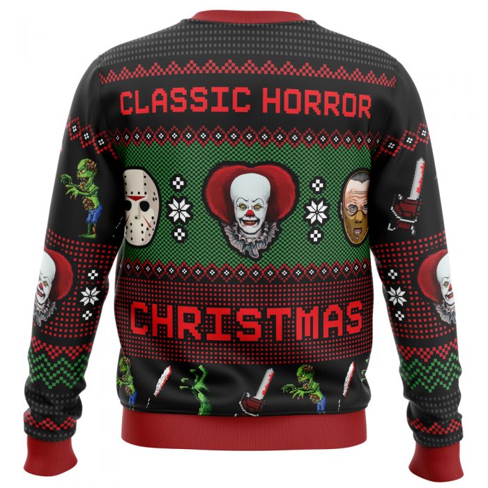 Classic Horror Christmas PC men sweatshirt BACK mockup - Anime Ugly Sweater