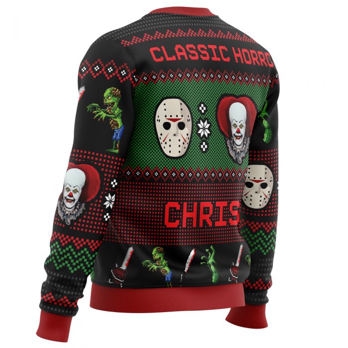 Classic Horror Christmas PC men sweatshirt SIDE BACK mockup - Anime Ugly Sweater