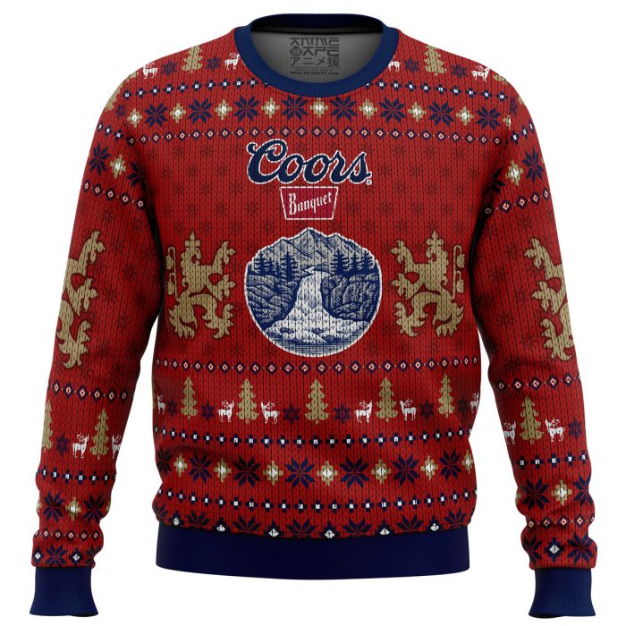 Coors Banquet men sweatshirt FRONT mockup - Anime Ugly Sweater