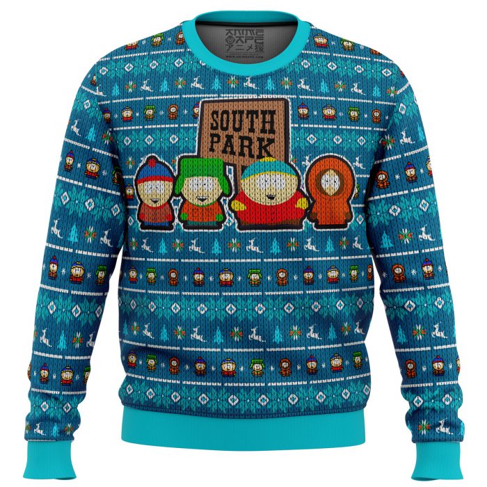 Crazy Main Characters South Park men sweatshirt FRONT mockup - Anime Ugly Sweater