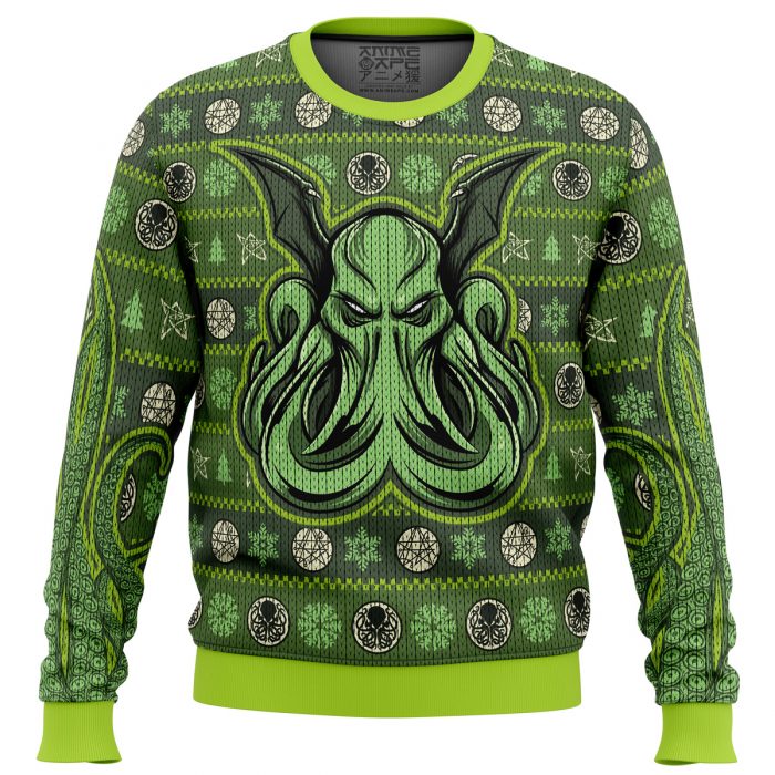 Cthulhu men sweatshirt FRONT mockup - Anime Ugly Sweater